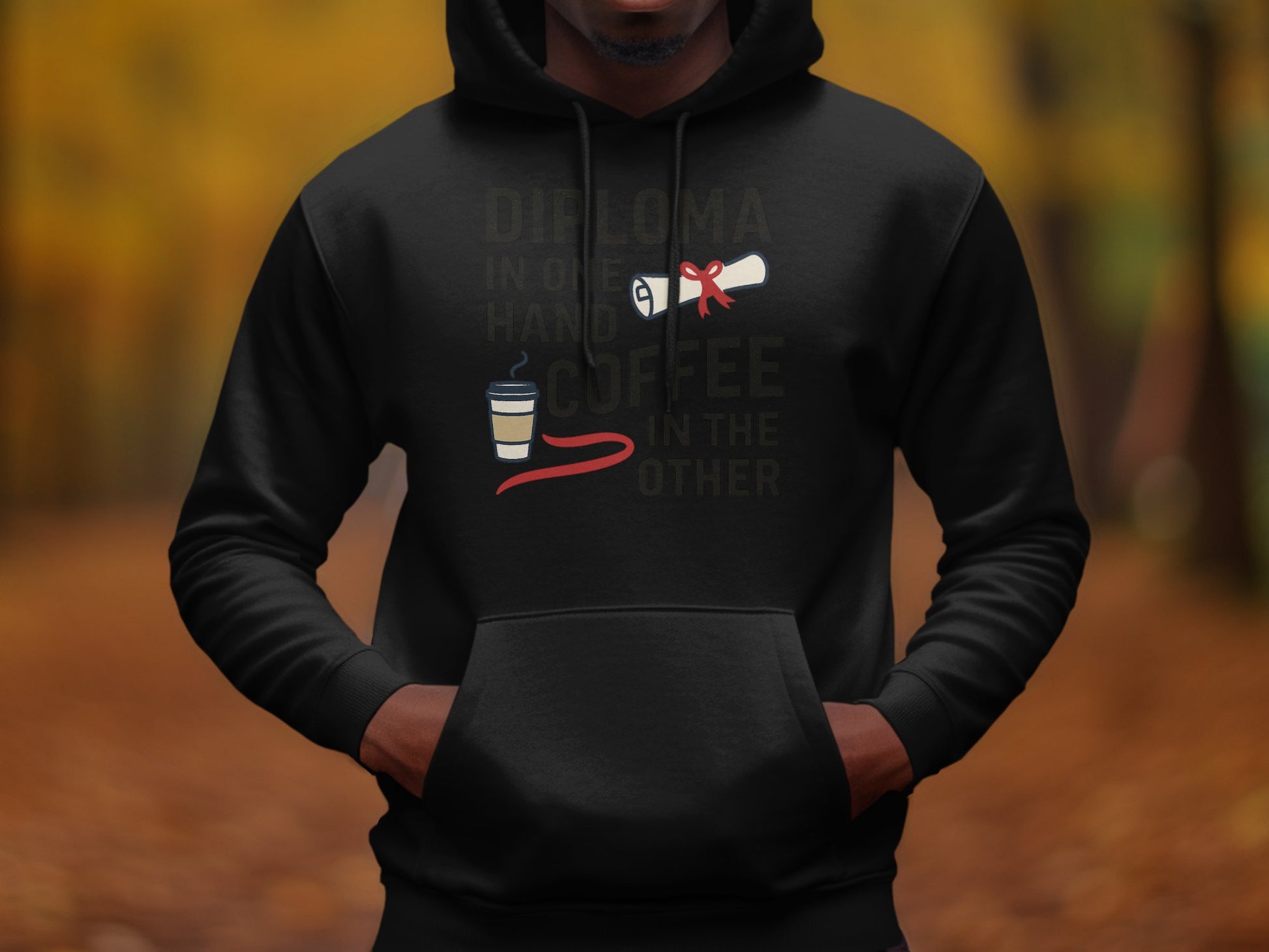 Diploma and Coffee Graphic Black Hoodie product type