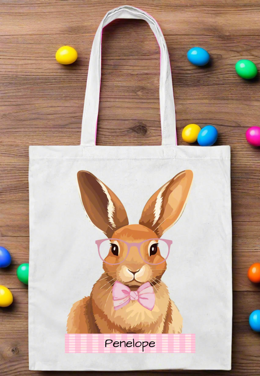 HAPPY EASTER PERSONALIZED NAME TOTE BAG