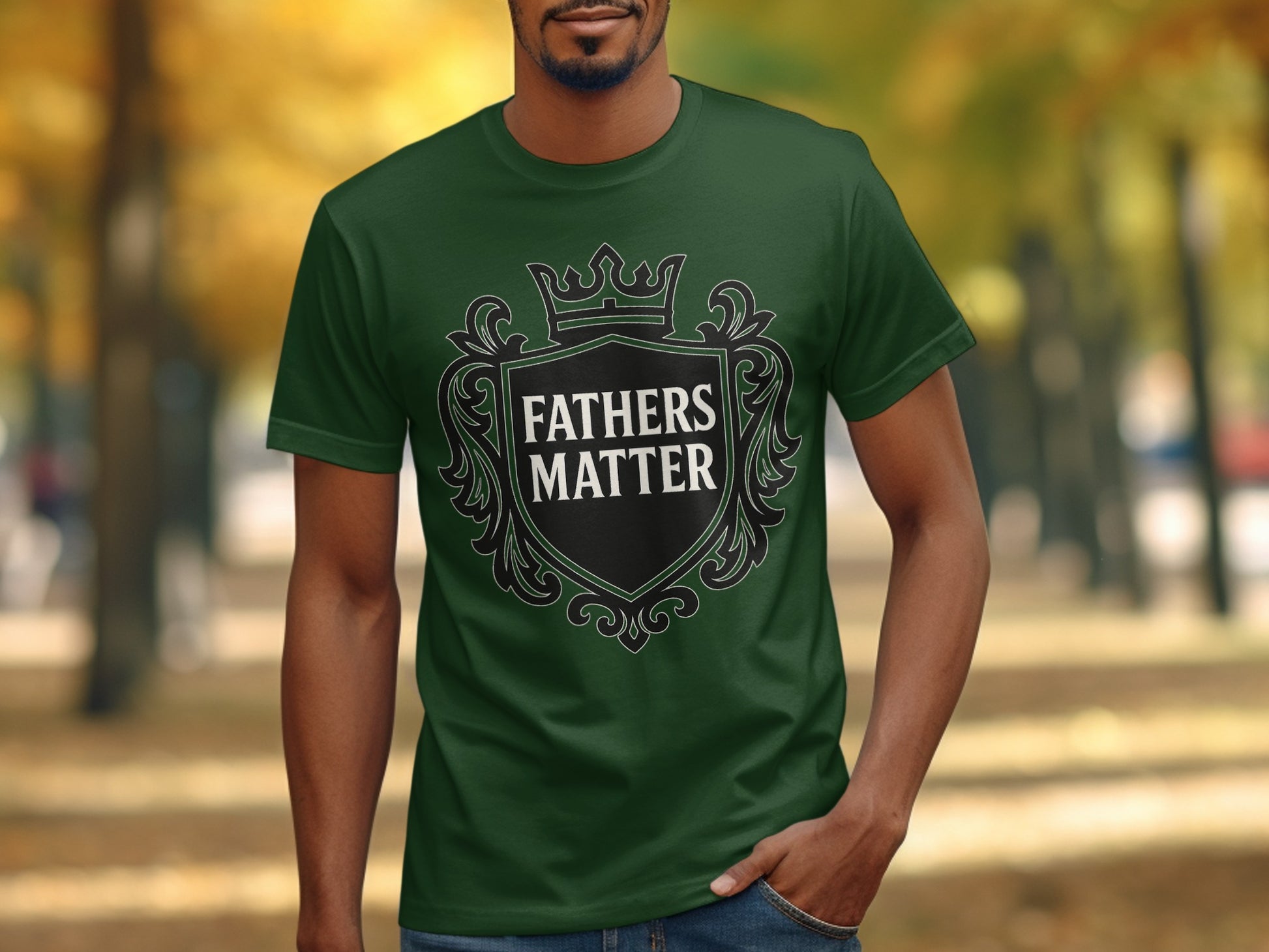Fathers Matter Shield Design Green T-Shirt product