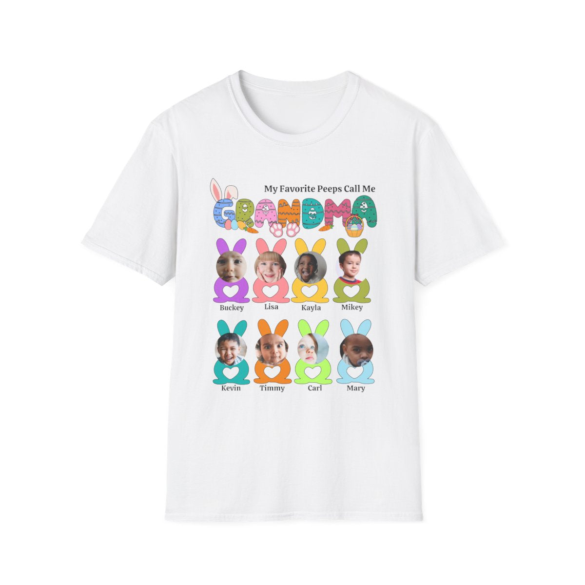 EASTER GRANDMA TSHIRT WITH YOUR OWN GRANDCHILDREN PICTURES ( 6 - 8 GrandChildren )