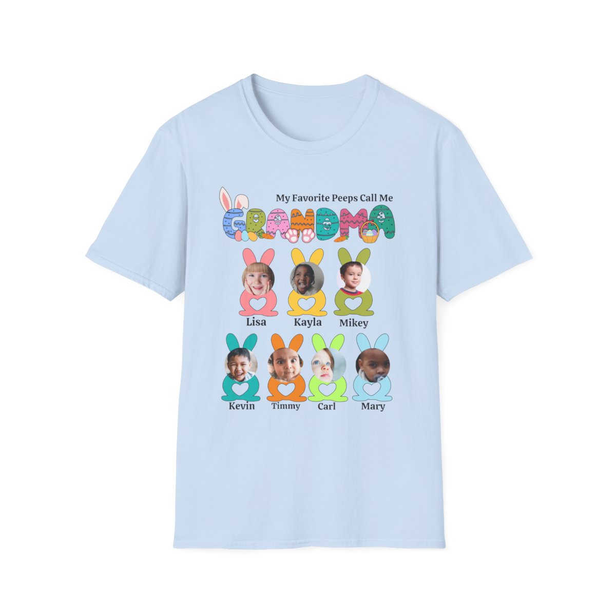 EASTER GRANDMA TSHIRT WITH YOUR OWN GRANDCHILDREN PICTURES ( 6 - 8 GrandChildren )