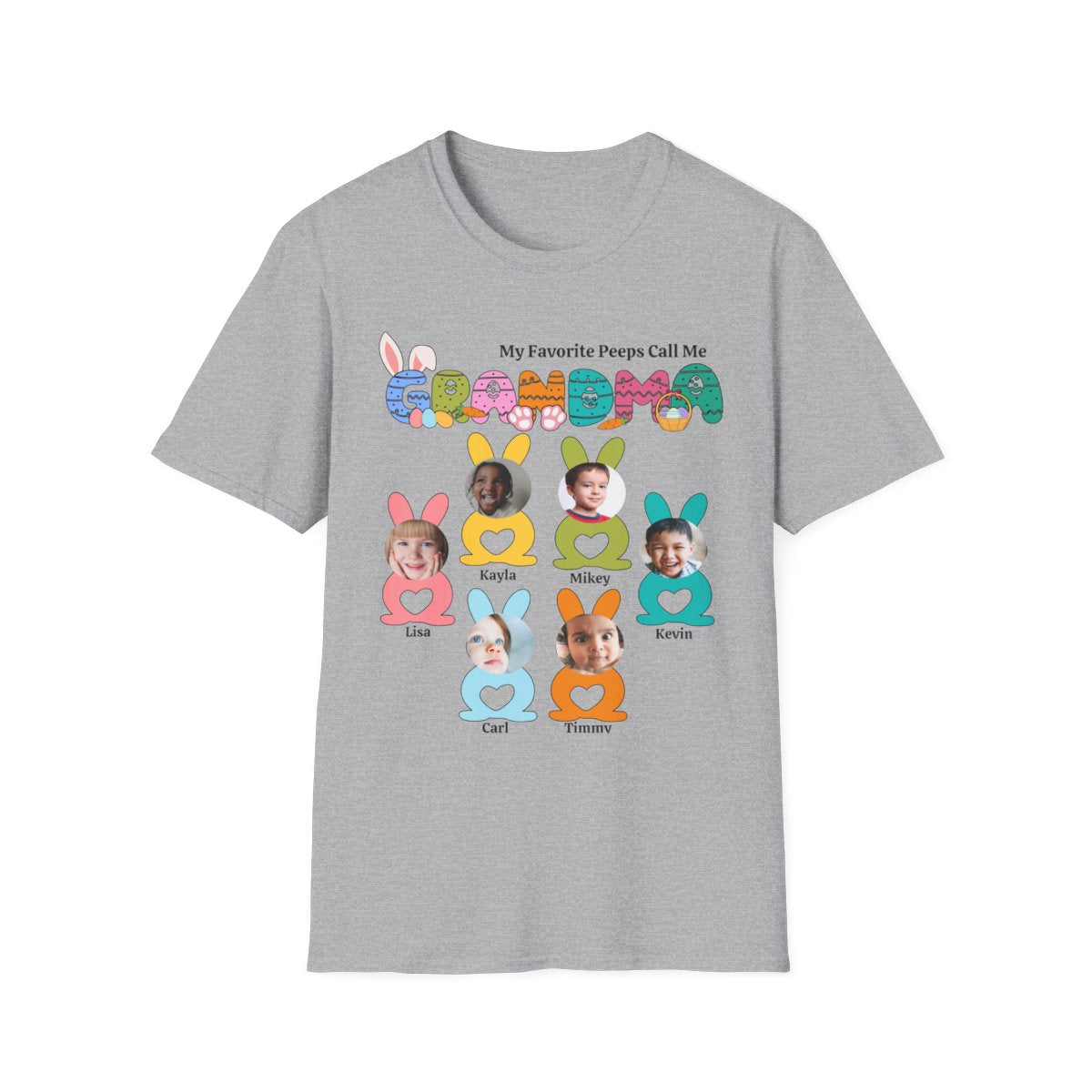 EASTER GRANDMA TSHIRT WITH YOUR OWN GRANDCHILDREN PICTURES ( 6 - 8 GrandChildren )