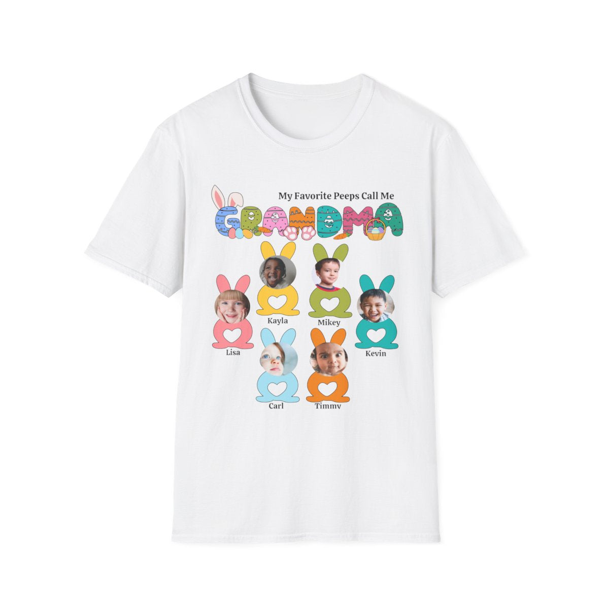 EASTER GRANDMA TSHIRT WITH YOUR OWN GRANDCHILDREN PICTURES ( 6 - 8 GrandChildren )