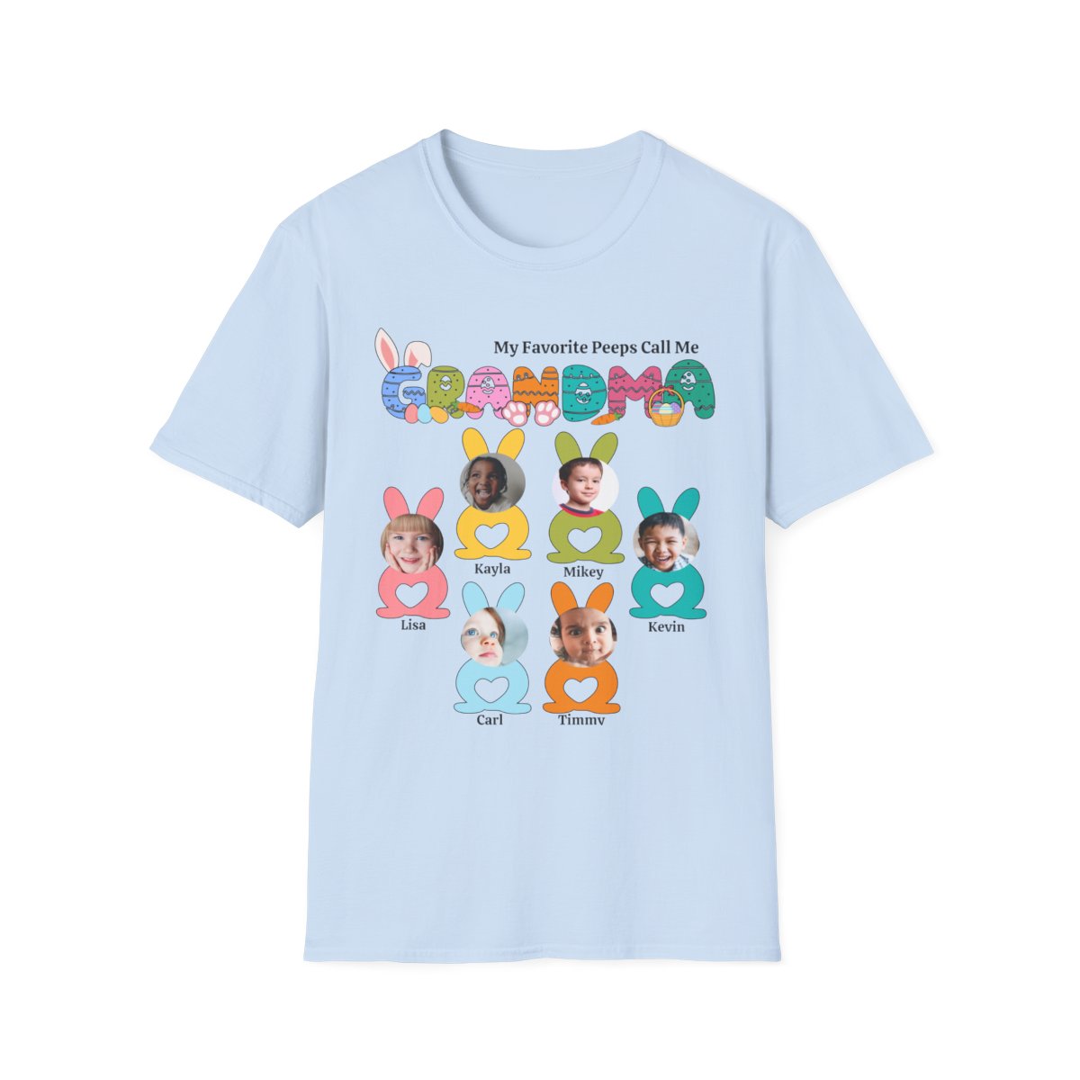 EASTER GRANDMA TSHIRT WITH YOUR OWN GRANDCHILDREN PICTURES ( 6 - 8 GrandChildren )