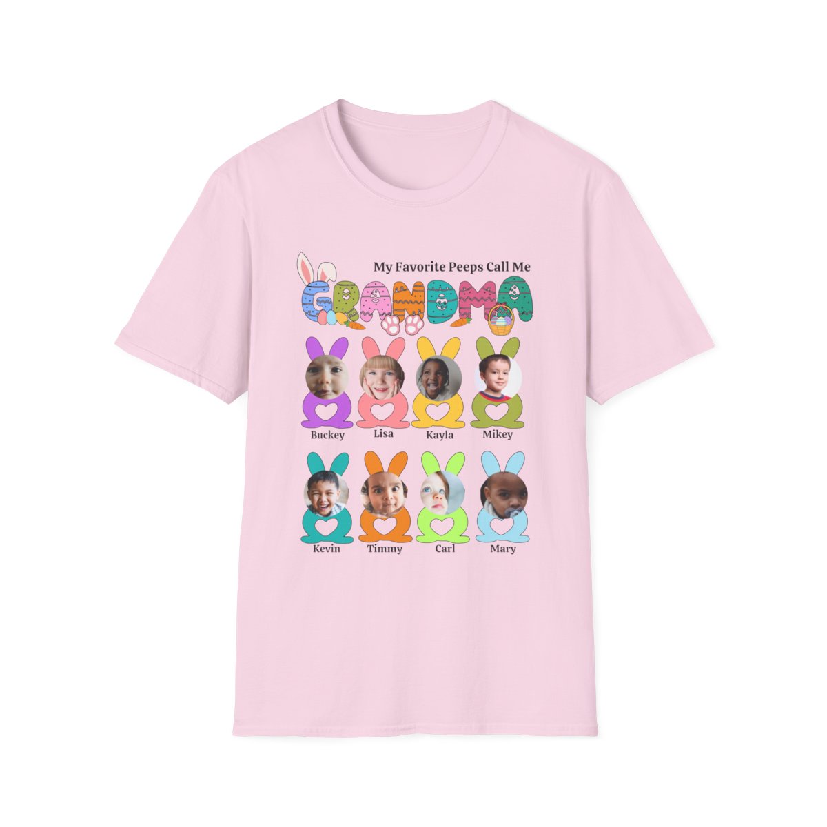 EASTER GRANDMA TSHIRT WITH YOUR OWN GRANDCHILDREN PICTURES ( 6 - 8 GrandChildren )