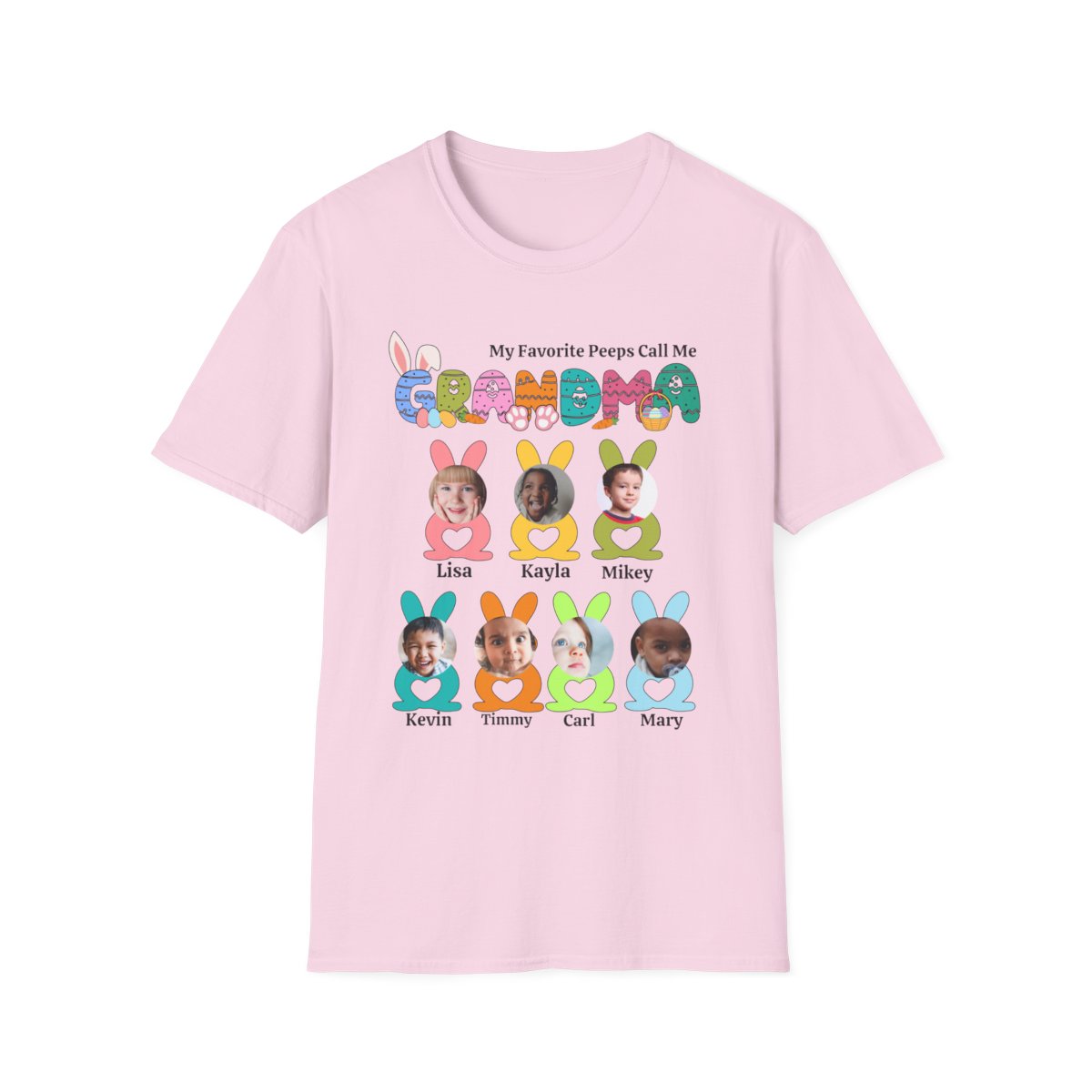EASTER GRANDMA TSHIRT WITH YOUR OWN GRANDCHILDREN PICTURES ( 6 - 8 GrandChildren )